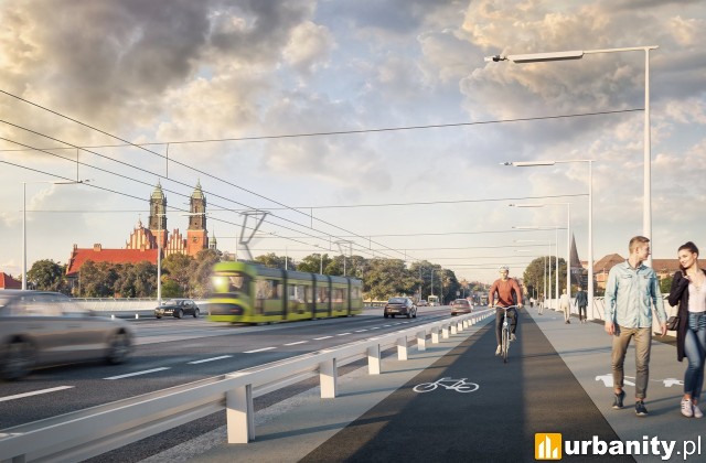 Projekt nowego Mostu Bolesława Chrobrego przez Wartę w Poznaniu, wiz. wizualizacja podglądowa