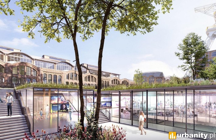 Katowicki Hub gamingowo-technologiczny - wizualizacja kompleksu, wiz. materiały inwestora