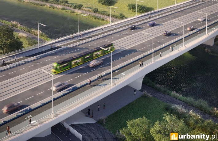 Projekt nowego Mostu Bolesława Chrobrego przez Wartę w Poznaniu, wiz. wizualizacja podglądowa