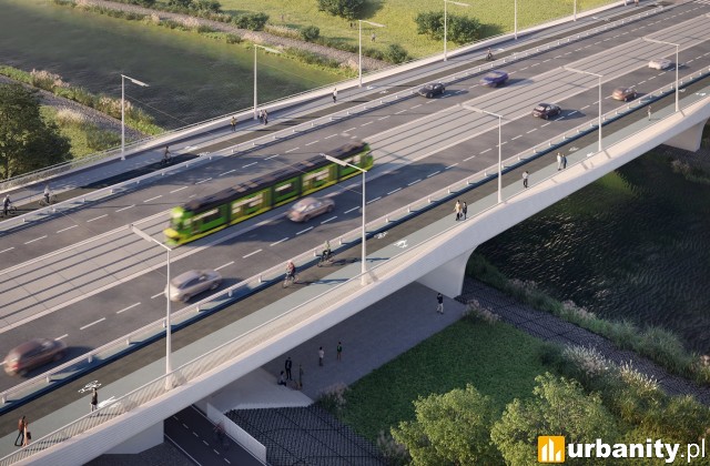 Projekt nowego Mostu Bolesława Chrobrego przez Wartę w Poznaniu, wiz. wizualizacja podglądowa