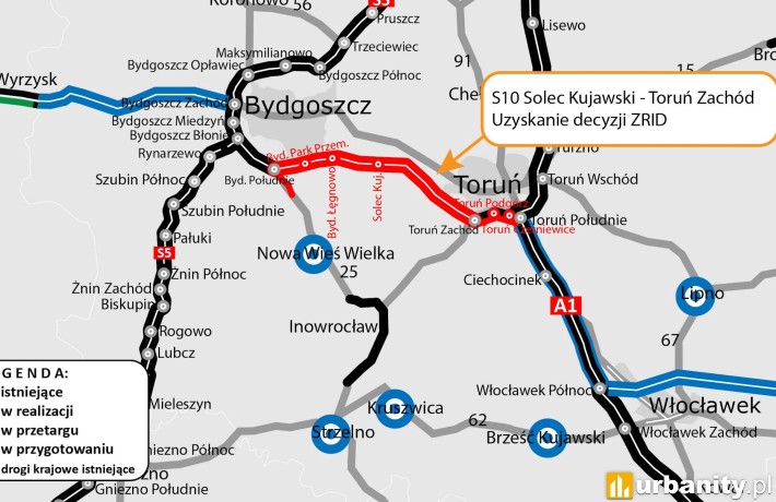 Droga ekspresowa S10 pomiędzy Bydgoszczą a Toruniem, fot. GDDKiA