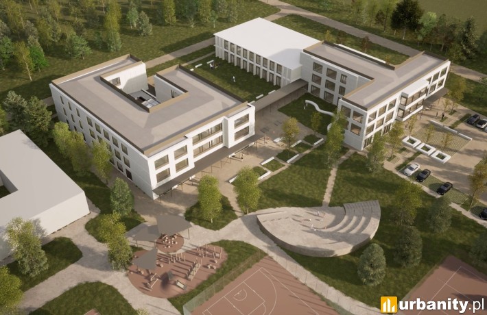 International American School of Warsaw - projekt rozbudowy, wiz. materiały inwestora