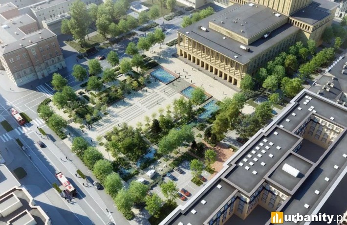 Wizualizacja przebudowy placu Dąbrowskiego, wiz. materiały inwestora