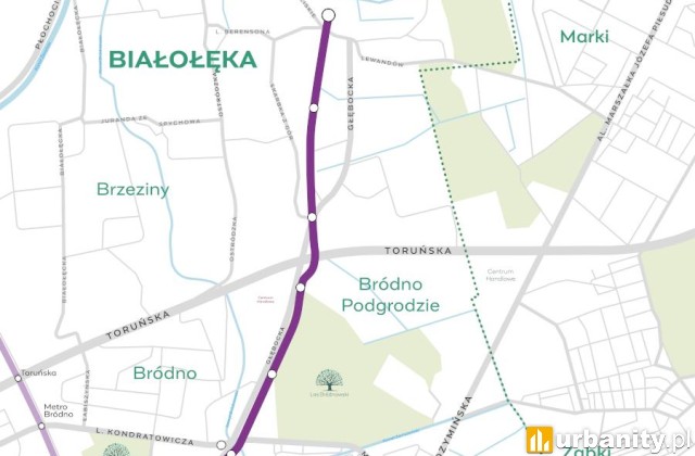 Przebieg trasy Tramwaju na Zieloną Białołękę, fot. UM Warszawa