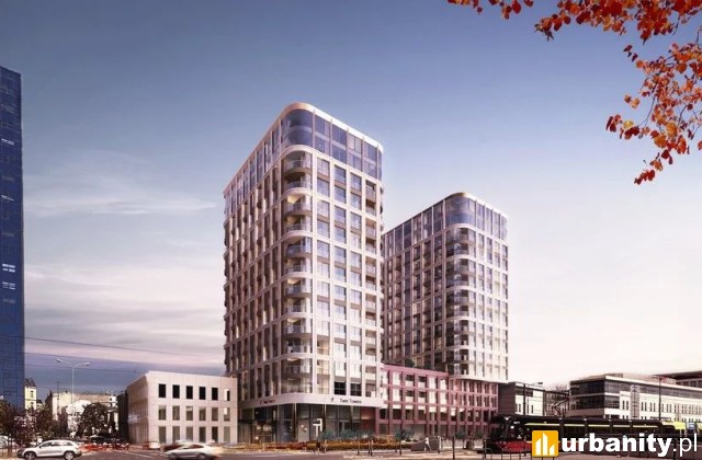 Projekt inwestycji Twin Towers w centrum Łodzi, wiz. materiały inwestora