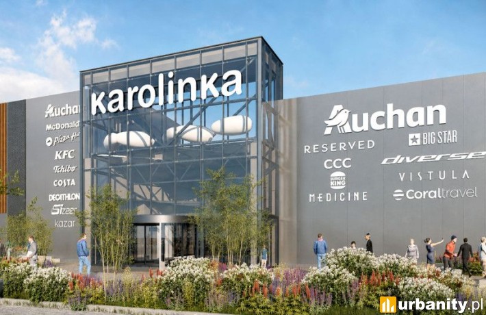 Centrum Handlowe Karolinka w Opolu po rozbudowie, wizualizacja, wiz. materiały inwestora