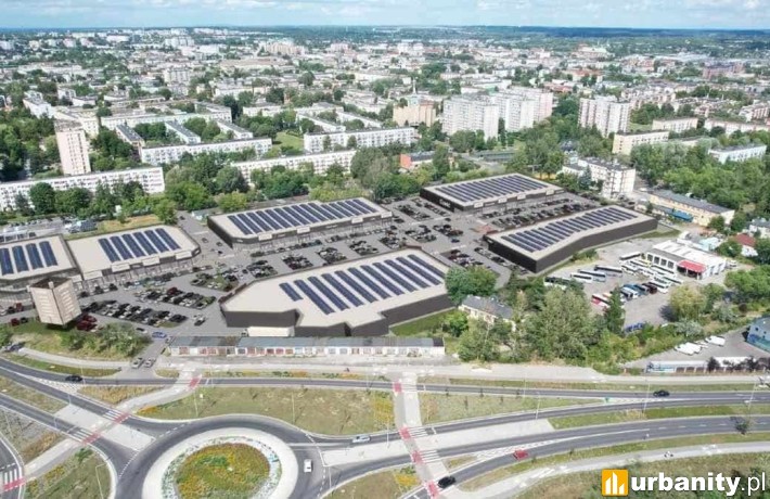 Projekt parku handlowego Grupy Saller w Częstochowie, wiz. materiały inwestora