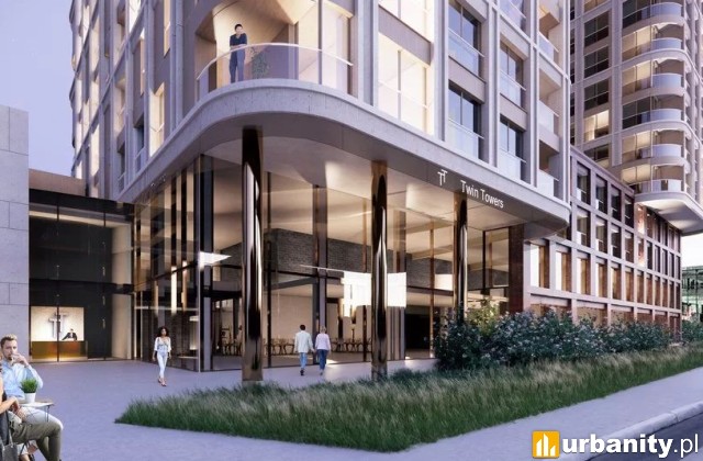 Projekt inwestycji Twin Towers w centrum Łodzi, wiz. materiały inwestora