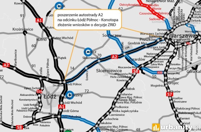 Autostrada A2 zostanie rozbudowana pomiędzy Łodzią i Warszawą, fot. GDDKiA