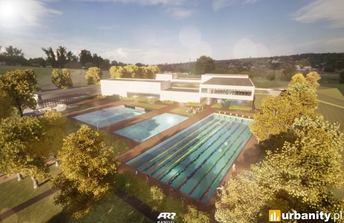 Projekt nowego kompleksu basenowego przy Mickiewicza w Krakowie, wiz. ARP Manecki