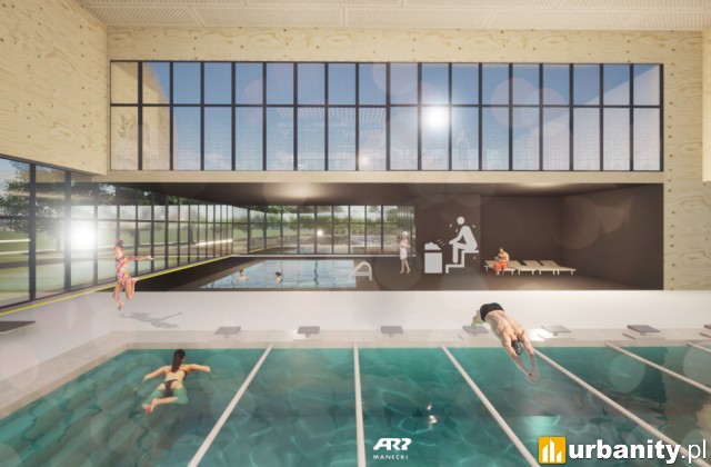 Projekt nowego kompleksu basenowego przy Mickiewicza w Krakowie, wiz. ARP Manecki