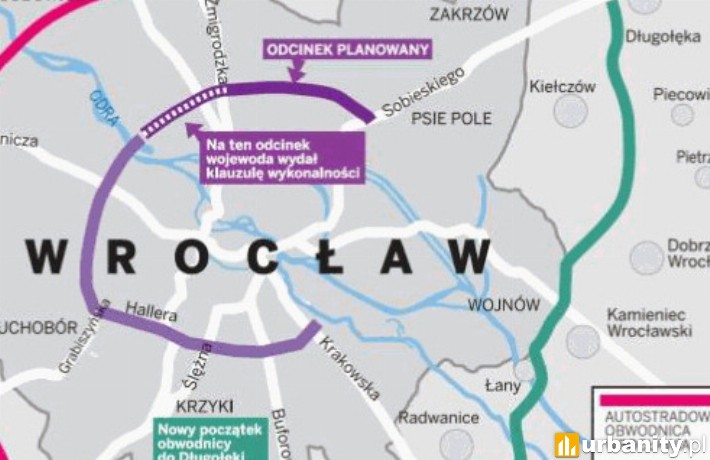 Przebieg Wschodniej Obwodnicy Wrocławia