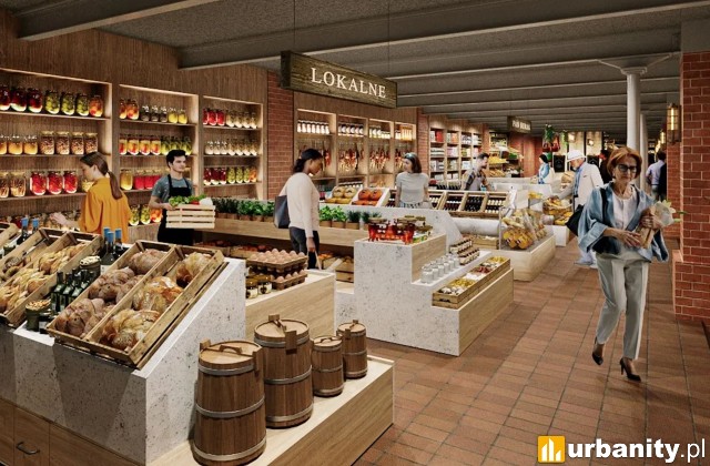 Projekt food hallu w Hali Targowej, wiz. materiały inwestora