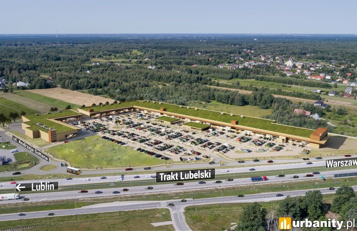 Projekt parku handlowego Świderek w Otwocku, wiz. materiały rpasowe