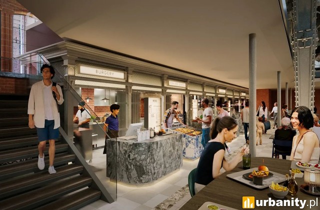 Projekt food hallu w Hali Targowej, wiz. materiały inwestora