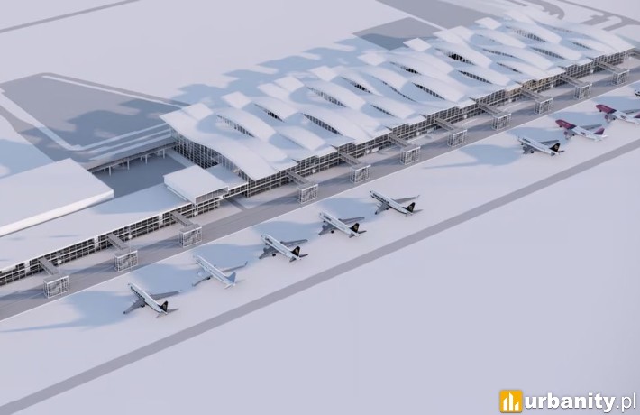Projekt rozbudowy terminala wrocławskiego lotniska, wiz. materiały inwestora