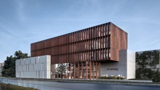 Wizualizacja biurowca firmy JF Invest w Pabianicach, wiz. materiały inwestora