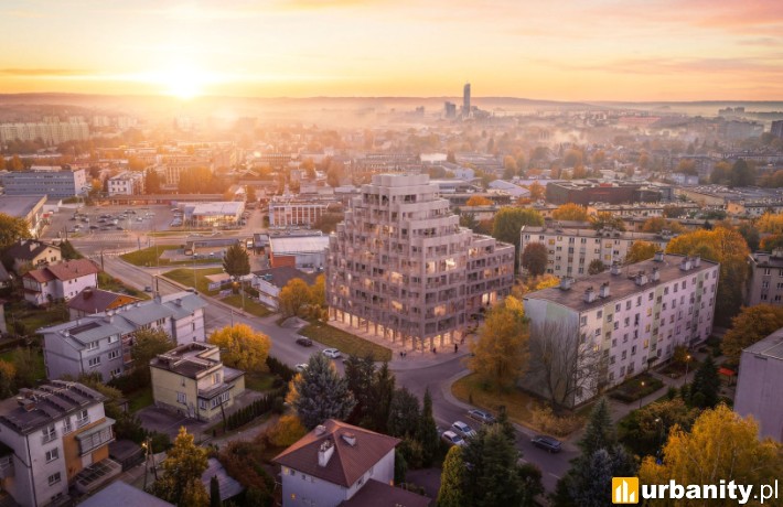 Koncepcja inwestycji mieszkaniowej przy ul. Broniewskiego w Rzeszowie, wiz. MWM Architekci