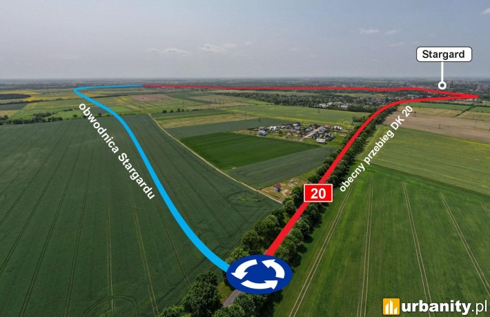 Wizualizacja przebiegu obwodnicy Stargardu od strony północnej, fot. GDDKKiA