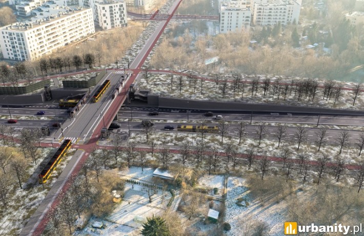 Projekt trasy tramwajowej na Gocław, wiz. Tramwaje Warszawskie