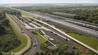 Wizualizacja stacji kolejowej w Brzezinach, wiz. Centralny port Komunikacyjny