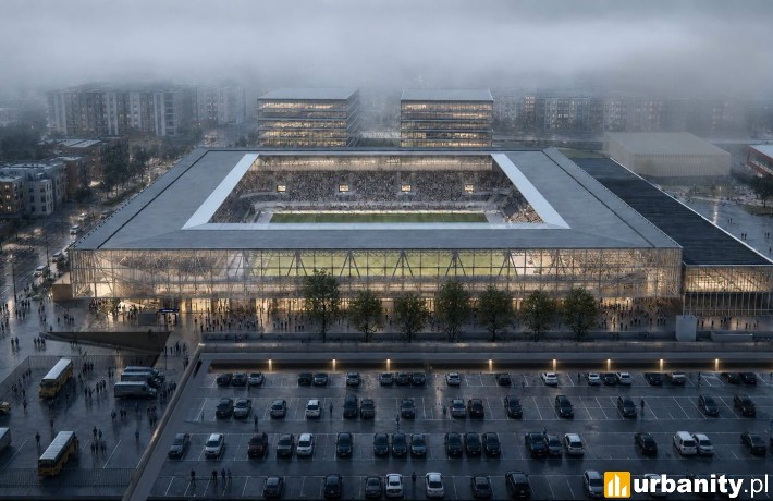 Koncepcja nowego stadionu piłkarskiego w Olsztynie, wiz. PIG Architekci