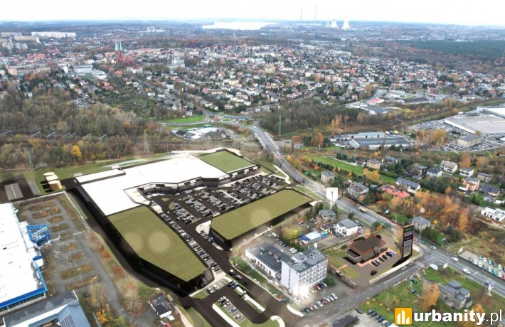 Wizualizacja nowego parku handlowego w Rybniku, wiz. materiały inwestora