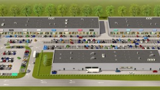 Wizualizacja parku handlowego w miejscowości Rusko, w gminie Darłowo, wiz. materiały inwestora