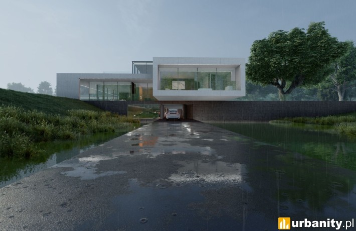Powstaje niezwykła rezydencja zawieszona nad wodą, wiz. Mobius Architekci