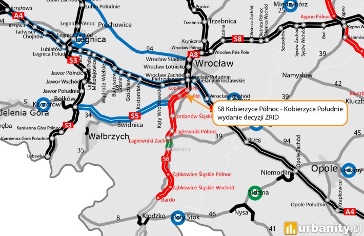 Wizualizacja S8 Kobierzyce Północ - Kobierzyce Południe, wiz. GDDKiA