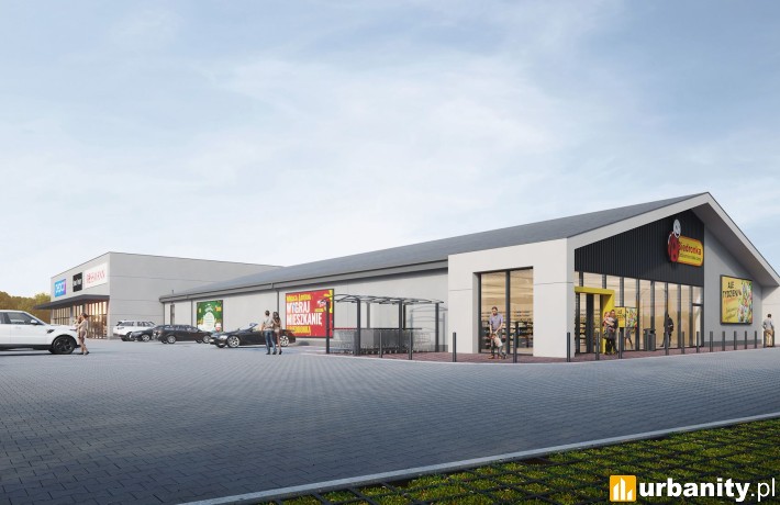 Wizualizacja parku handlowego pod szyldem Rock Park w Lubanowie, wiz. materiały prasowe