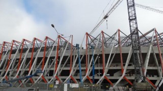 Finał prac konstrukcyjnych na budowie białostockiego stadionu