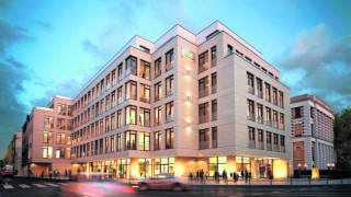 Biurowiec w miejscu dawnej Wielkiej Synagogi w Łodzi