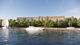 Projekt biura URBAArchitects dla Grupy J.W. nad Zalewem Zegrzyńskim, koncepcja, wiz. UrbaArchitects