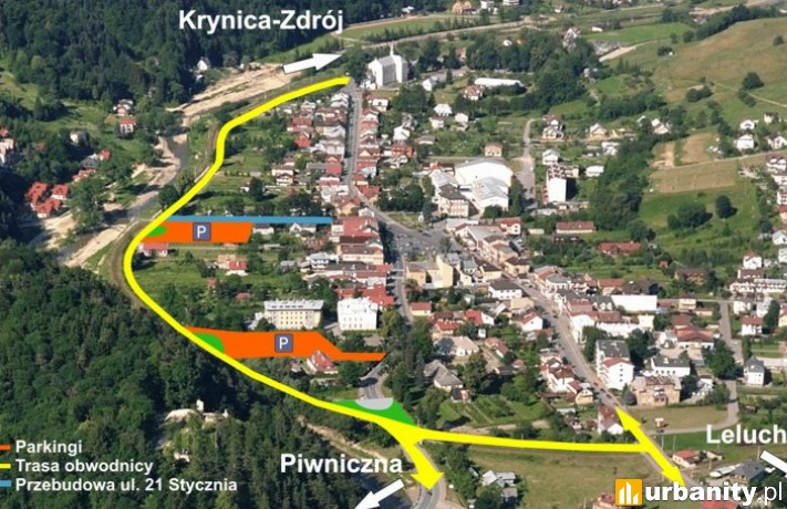 Przebieg obwodnicy Muszyny