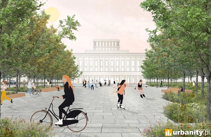 Wizja przebudowy placu Dąbrowskiego w Łodzi, wiz. pracownie mamArchitekci i A2P2
