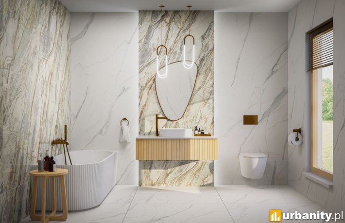 Wielkoformatowe płytki łazienkowe to doskonały wybór do eleganckiej aranżacji wnętrz. Fot. Domni.pl