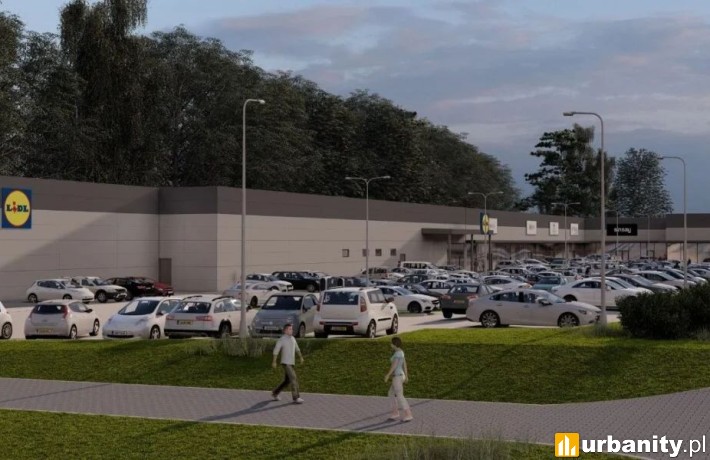 Comfy Park Szczawno-Zdrój, wizualizacja parku handlowego, wiz. materiały inwestora