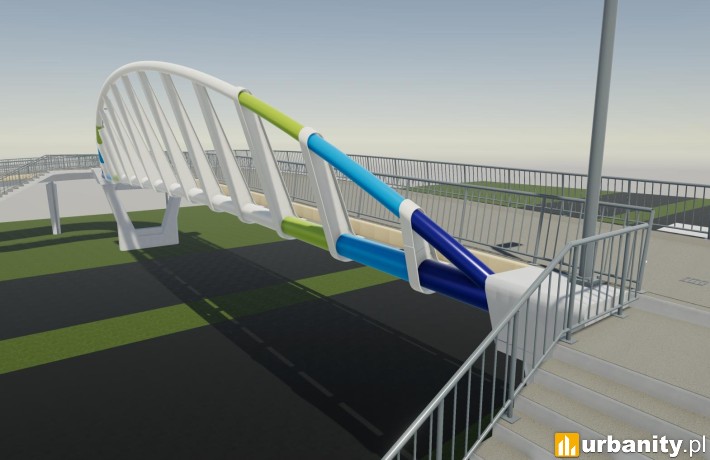 Projekt kładki nad ulicą Struga w Szczecinie, wiz. materiały inwestora