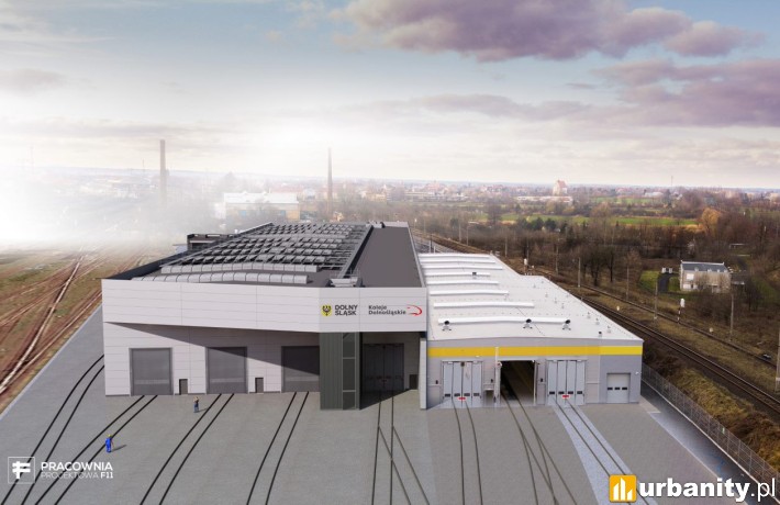 Hala serwisowa Kolei Dolnośląskich w Legnicy, wizualizacja, wiz. materiały inwestora