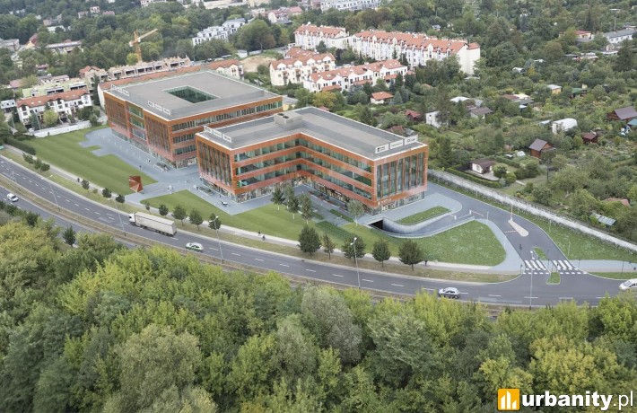 Cały kompleks Porto Office w Krakowie - wizualizacja