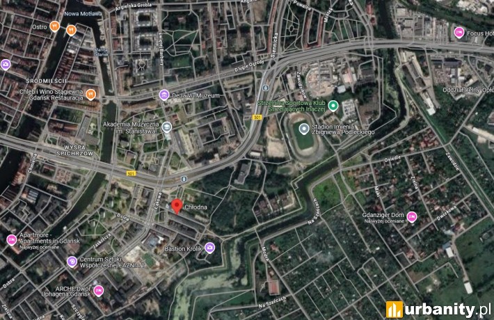 Prace dotyczą terenu między ulicami Podwale Przedmiejskie, Chłodna, Sadowa oraz Opływem Motławy, fot. google maps