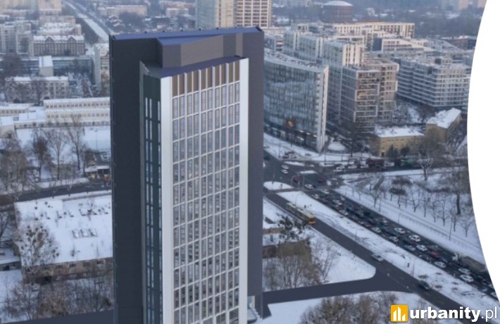 Planowany wieżowiec na skraju skweru im. płk. Pacak-Kuźmirskiego, wiz. G-City