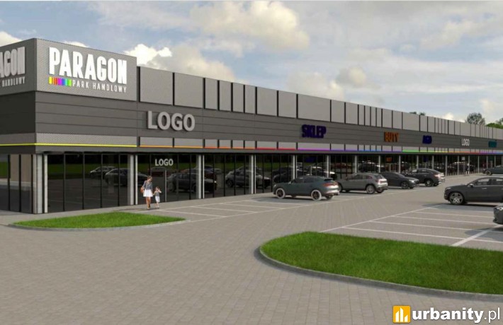 Wizualizacja parku handlowego pod szyldem Paragon Park, wiz. materiały dewelopera