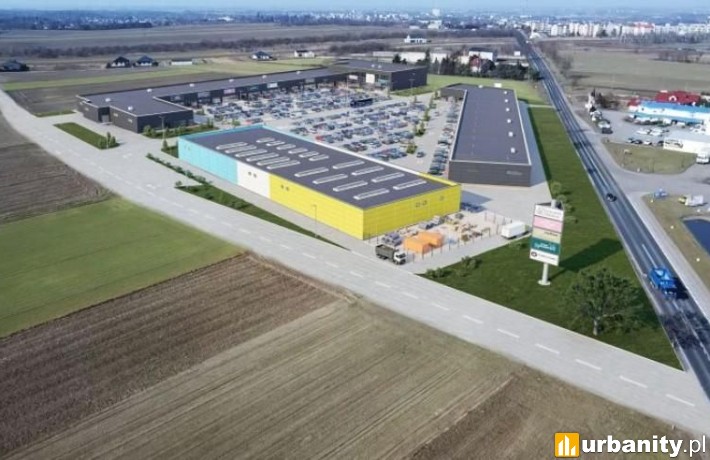 Projekt nowego parku handlowego w Wieluniu, wiz. materiały inwestora