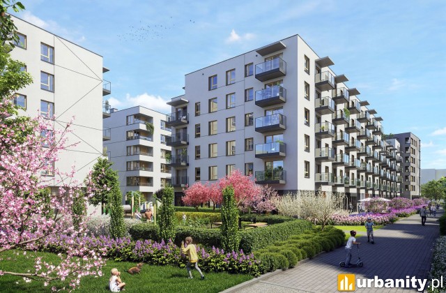 Apartamenty Rudnickiego - Widok na elewację budynków od ul. Gen. Maczka, wiz. Dom Development