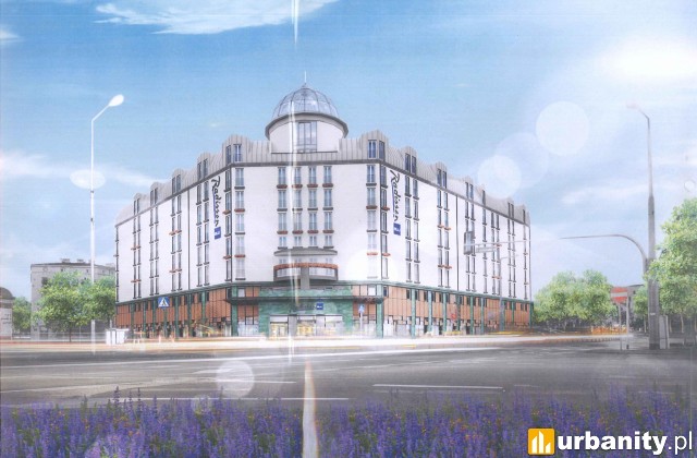 Wizualizacja nowej elewacji Hotelu Sobieski w Warszawie, wiz. Urząd Dzielnicy Ochota