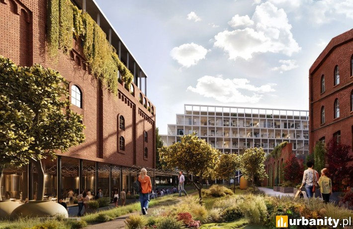 Browar Hugo Scobel w centrum Gliwic, wizualizacja, wiz. materiały inwestora