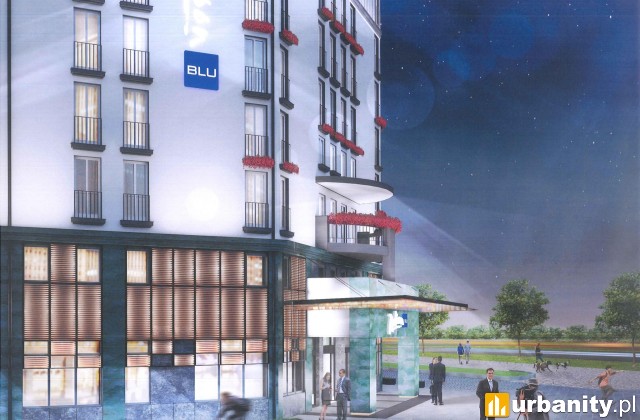Wizualizacja nowej elewacji Hotelu Sobieski w Warszawie, wiz. Urząd Dzielnicy Ochota