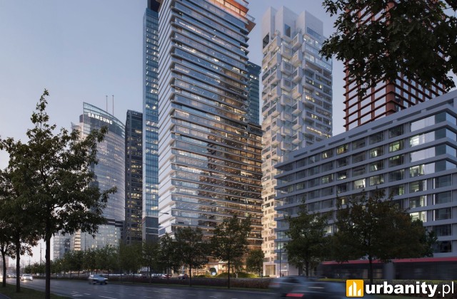 Wizualizacja inwestycji AFI Tower w centrum Warszawy, wiz. materiały inwestora